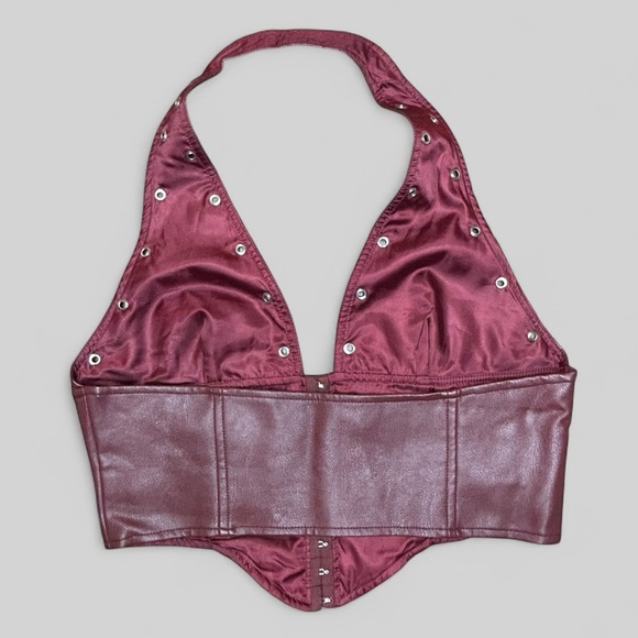 Princess Polly Palladia Pu Jordy Corset Burgundy Size 12 - Picture 3 of 11